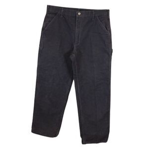 Carhartt Mens 36x30 Black Flannel Lined Canvas Carpenter Work Pants Gorpcore